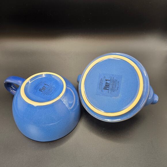 London Pottery Blue “Tea for One” Teapot & Cup Set Stoneware 6" England - Picture 9 of 11